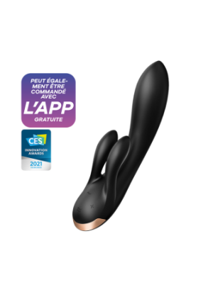 Vibromasseur rabbit noir double stimulation clitoris Double Flex Satisfyer - CC597809